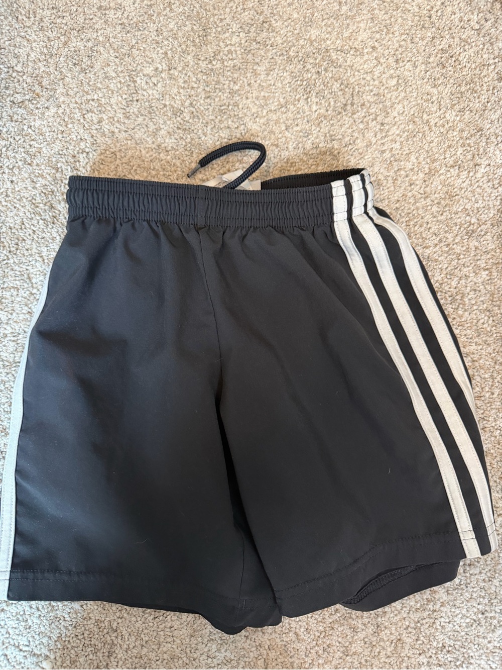 Youth Black Adidas Athletic Shorts with White Side Stripes